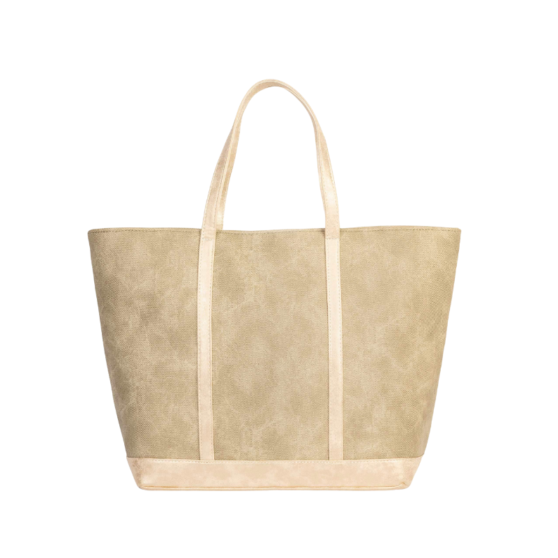 Top Handles Beige Tote Bag