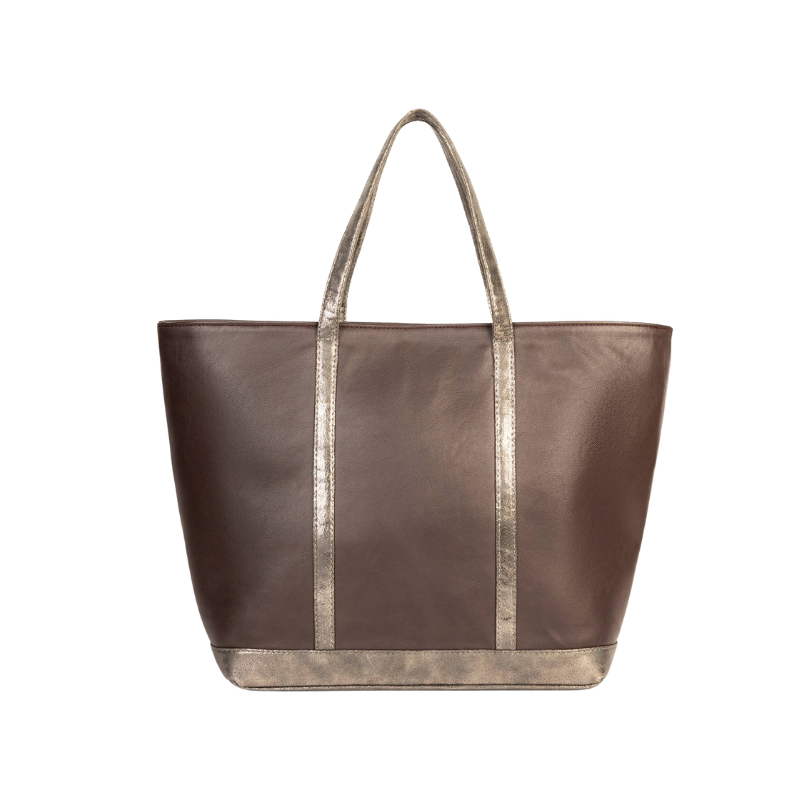 Zip Closure Brown Tote Bag