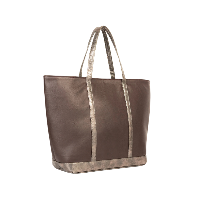 Zip Closure Brown Tote Bag - Image 2